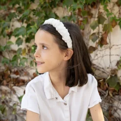 Diadema scrunchie gasa blanca