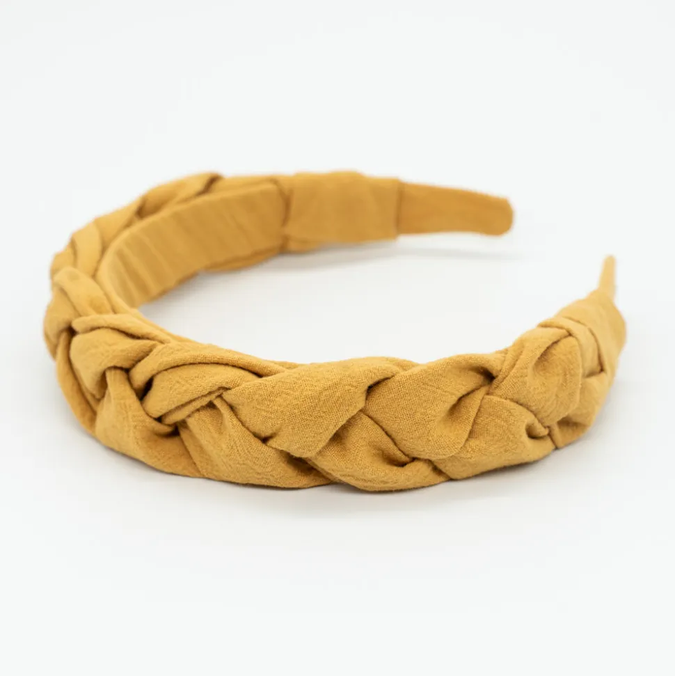 Diadema trenzada amarillo ocre
