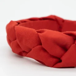 Diadema trenzada rojo liso