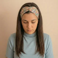Diadema turbante flores azul