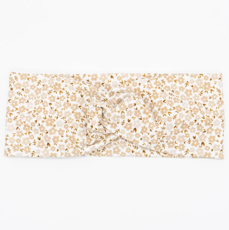 Diadema turbante flores beige