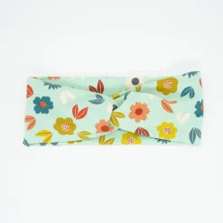 Diadema turbante flores verde menta