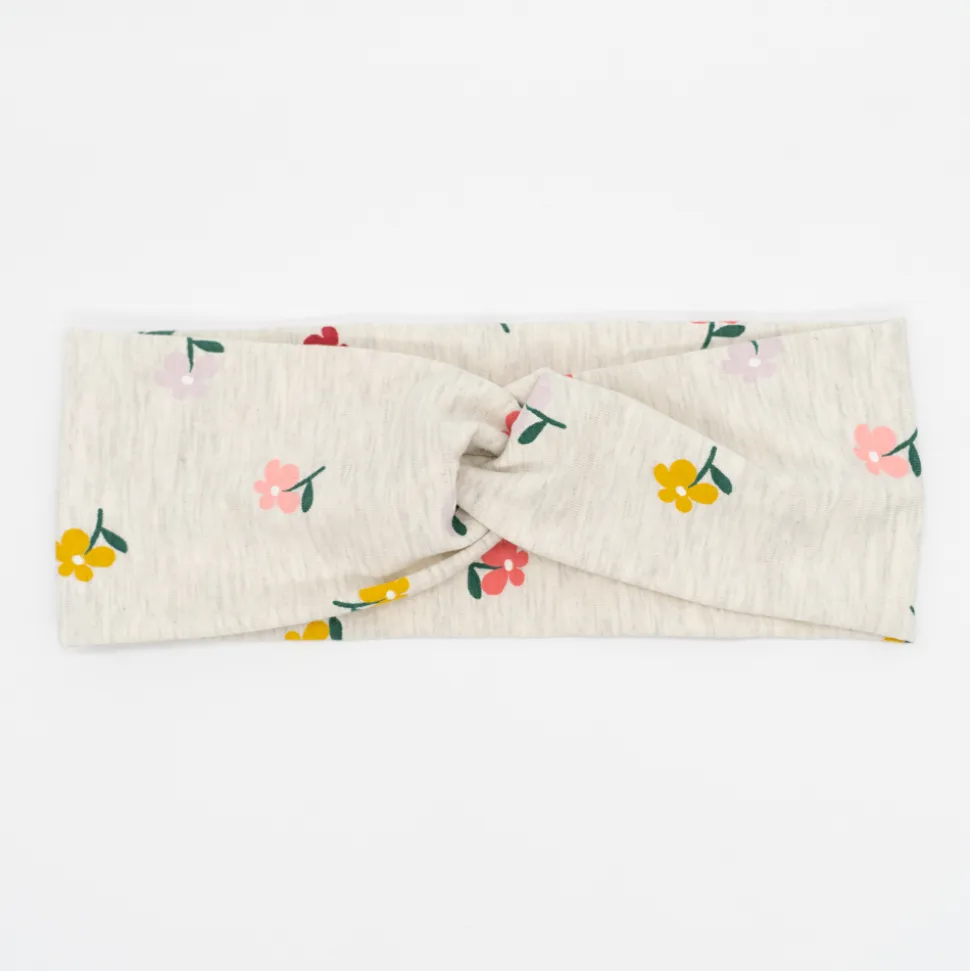 Diadema turbante gris flores