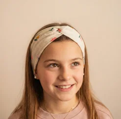 Diadema turbante gris flores