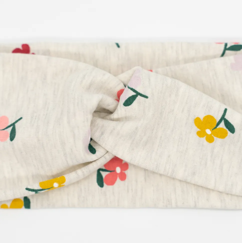 Diadema turbante gris flores