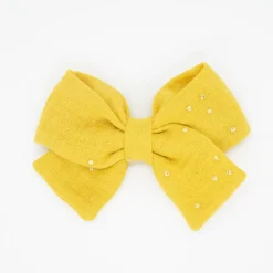 Lazo clásico gasa amarillo ocre topos oro