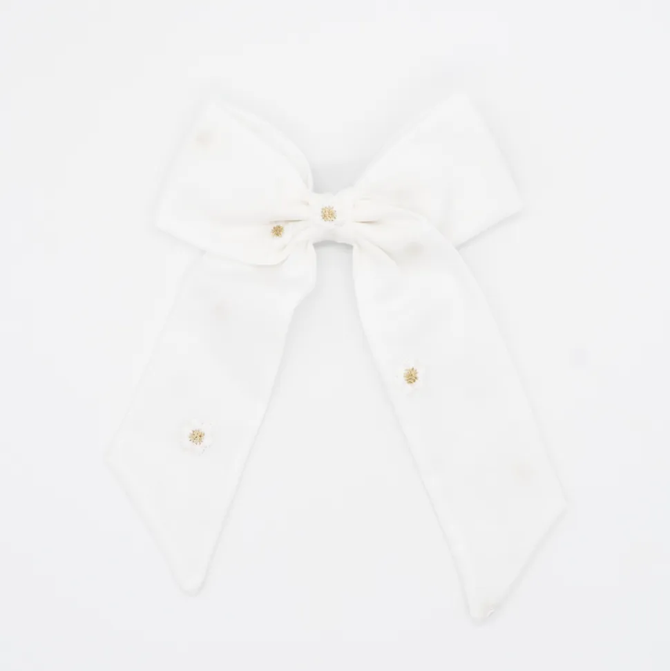 Lazo Coquette Blanco con Bordado Floral