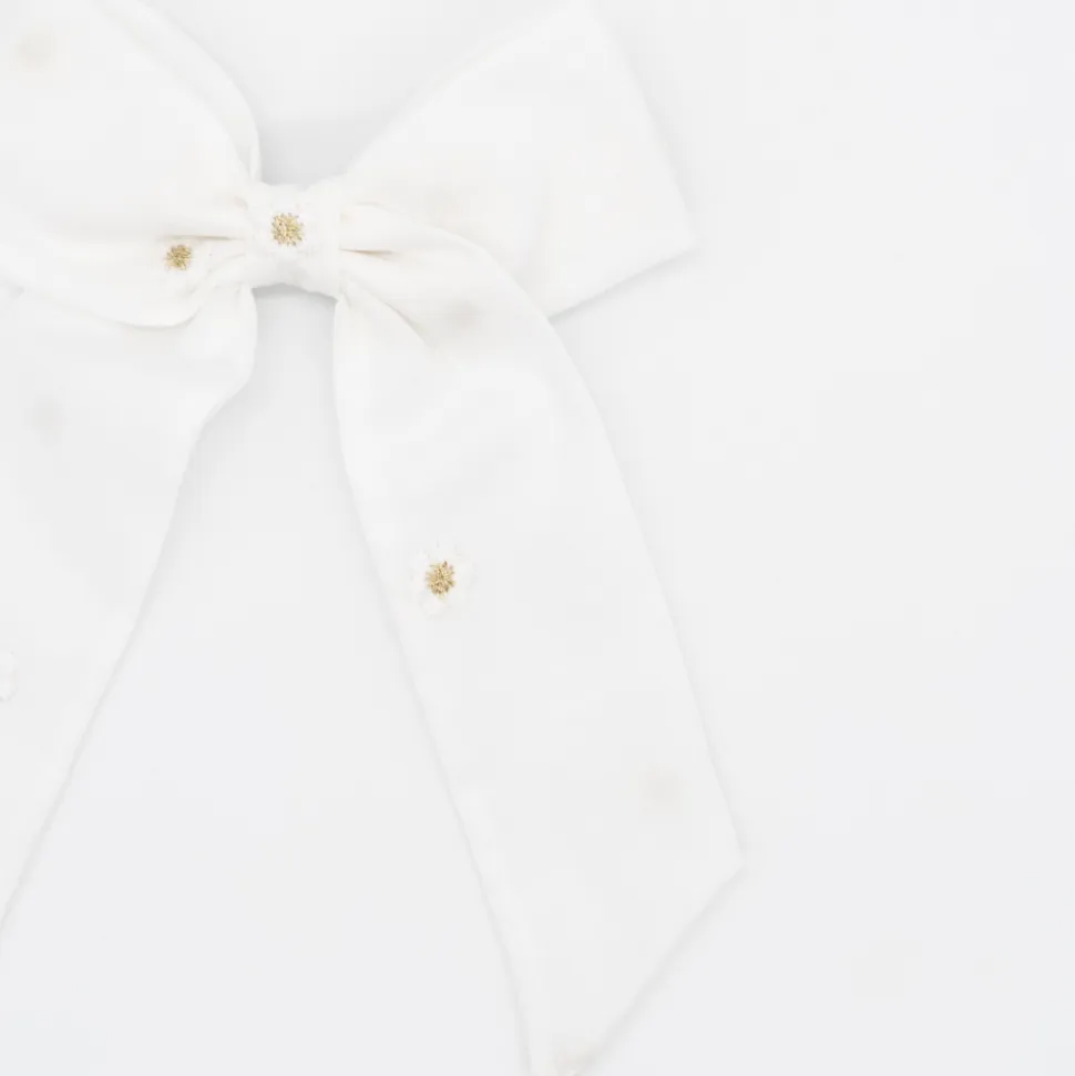 Lazo Coquette Blanco con Bordado Floral
