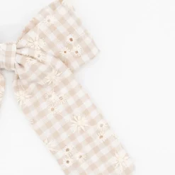 Lazo coquette vichy beige con bordado floral