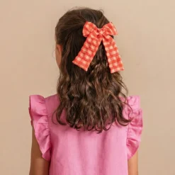 Lazo coquette vichy bicolor rojo fresa