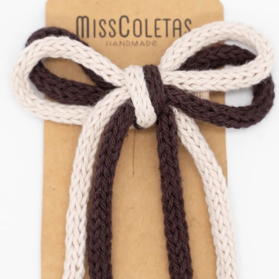 Lazo crochet cordón doble marrón