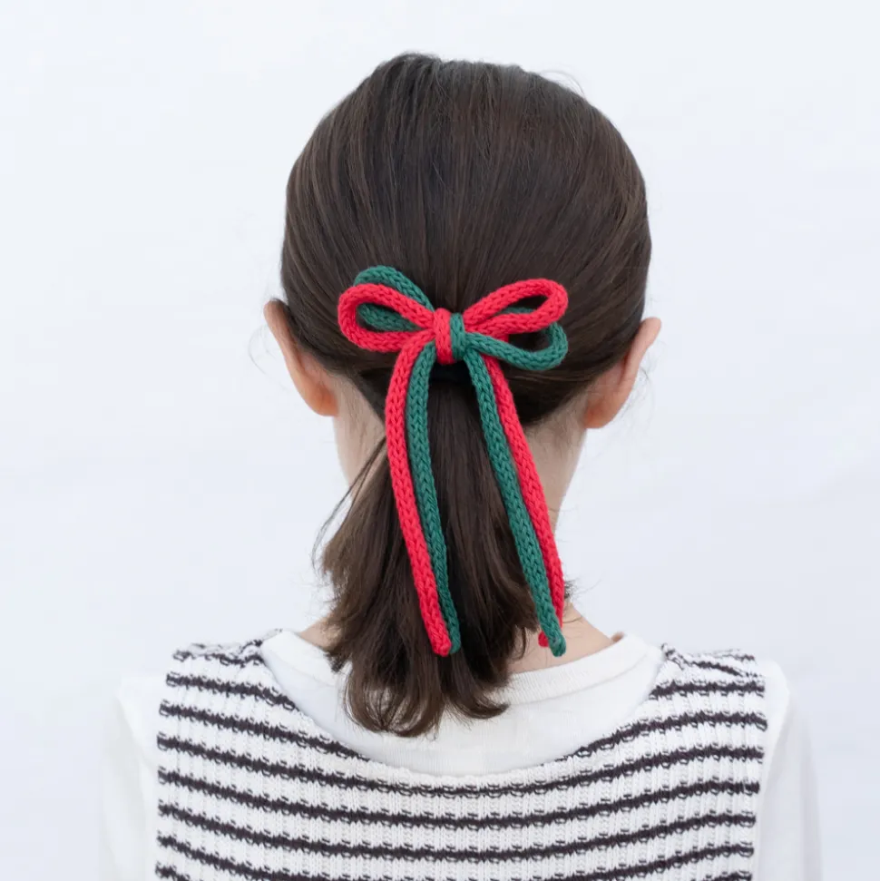 Lazo crochet cordón doble rojo combinado