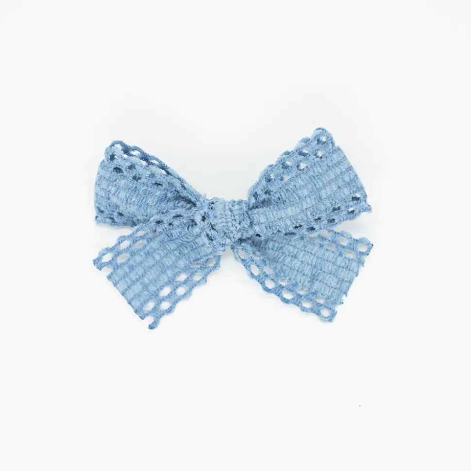 Lazo de cinta afelpada azul jean