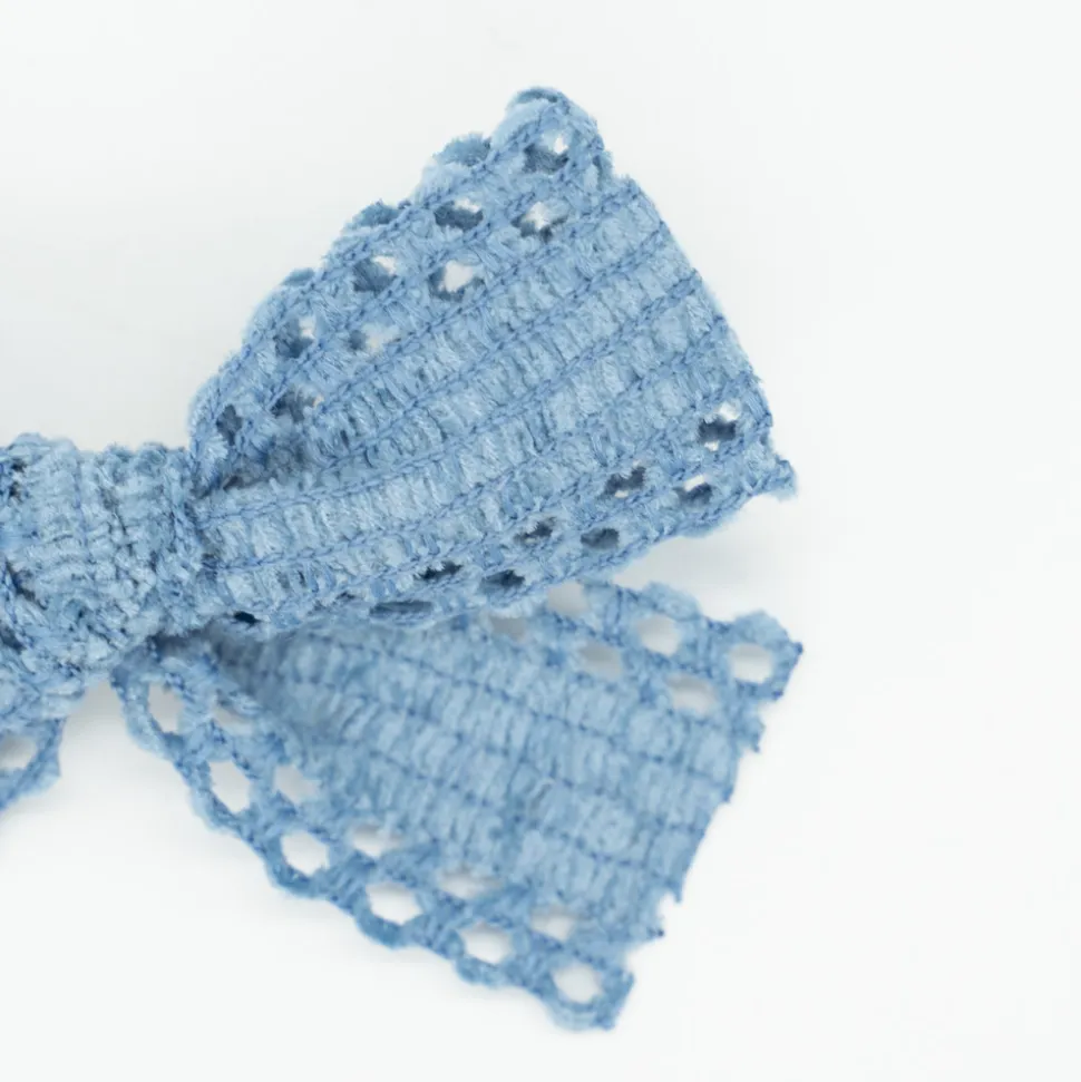 Lazo de cinta afelpada azul jean