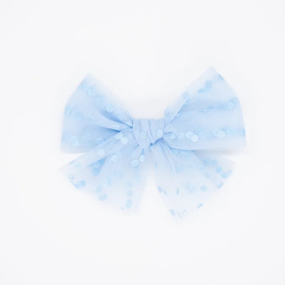 Lazo de tul azul celeste topos