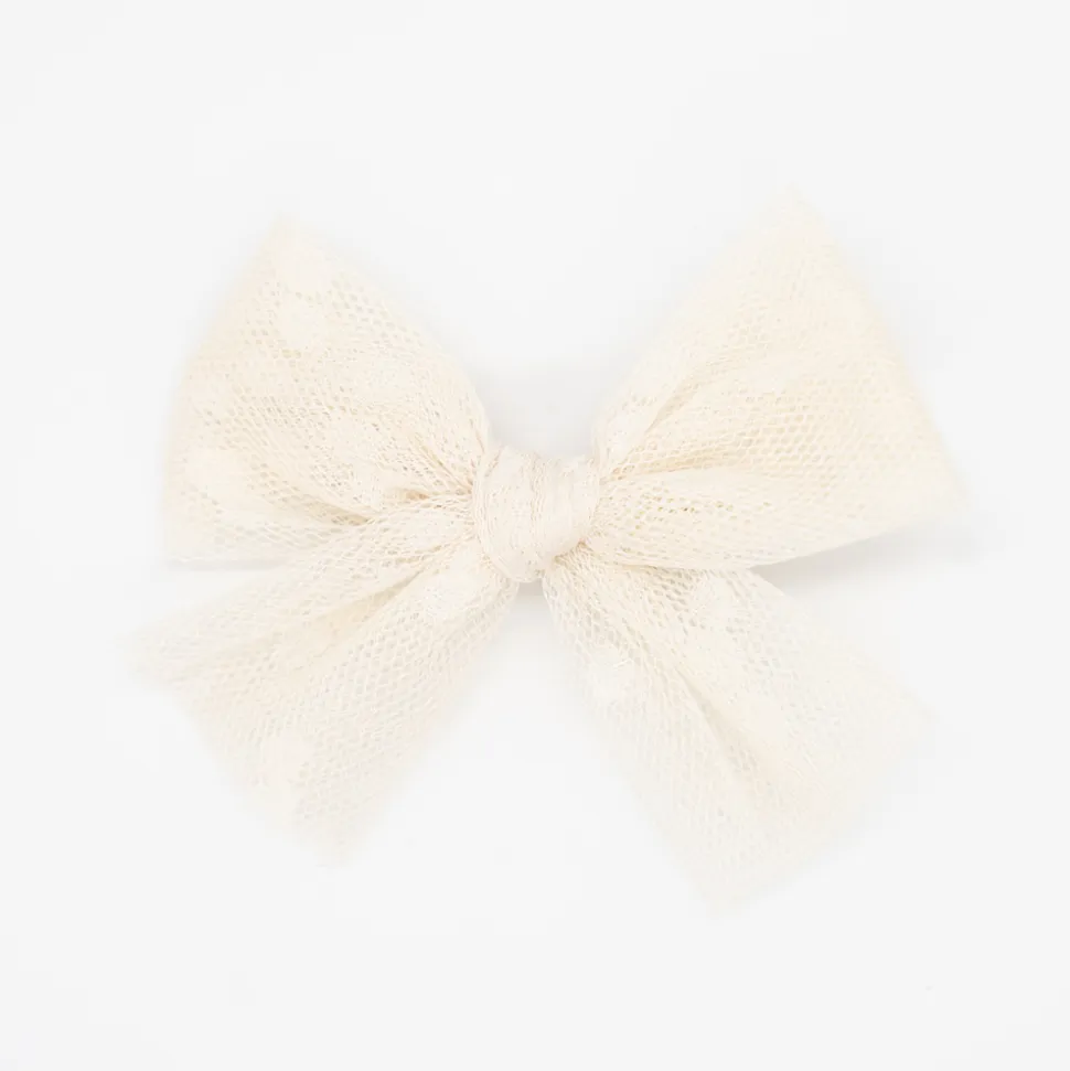 Lazo de tul beige topos