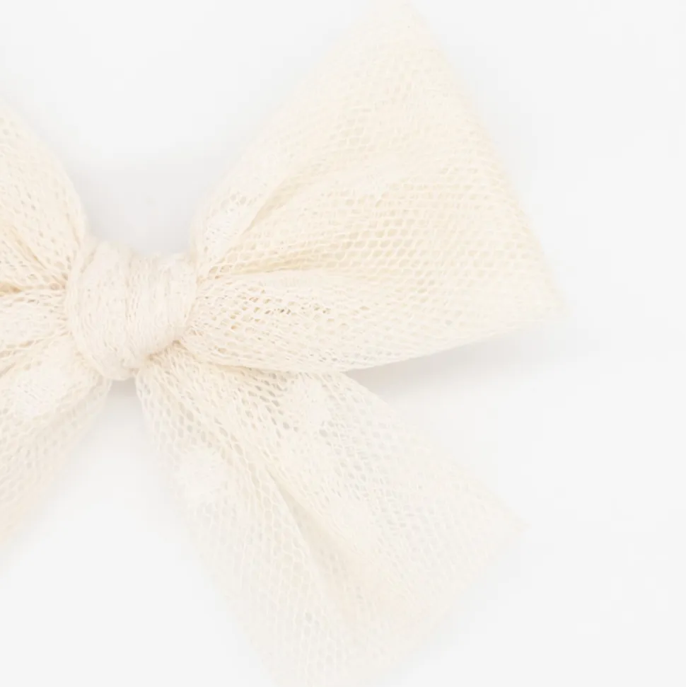 Lazo de tul beige topos