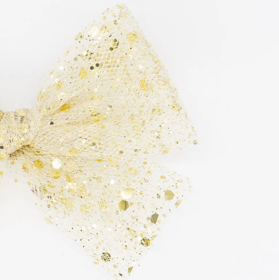 Lazo de tul glitter oro