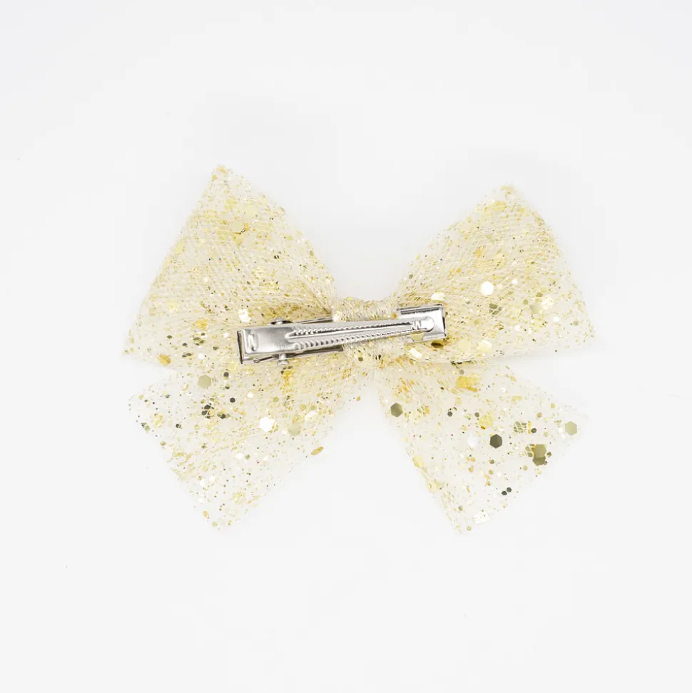 Lazo de tul glitter oro