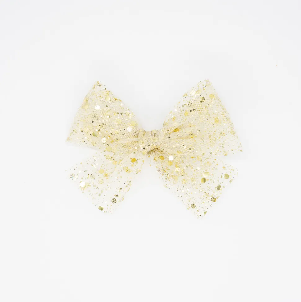 Lazo de tul glitter oro