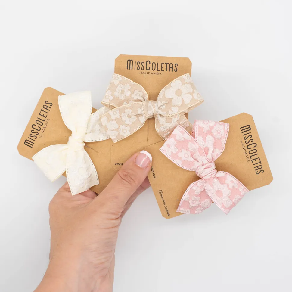 Lazo estampado satinado beige tostado