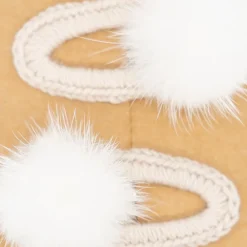 Pack Clip forrado crochet beige pompón