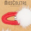Pack Clip forrado crochet rojo pompón