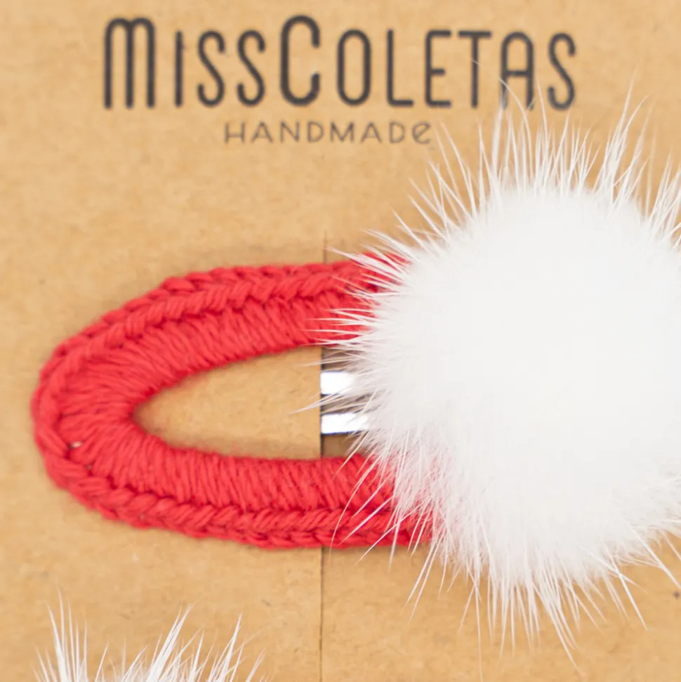 Pack Clip forrado crochet rojo pompón