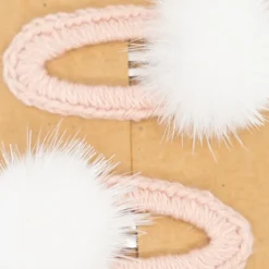 Pack Clip forrado crochet rosa pompón