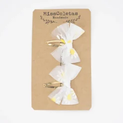 Pack clips lazo margaritas tul blanco