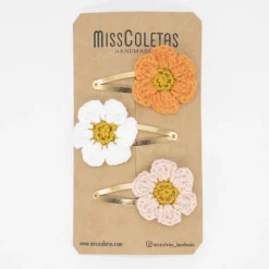 Pack clips margaritas crochet colores