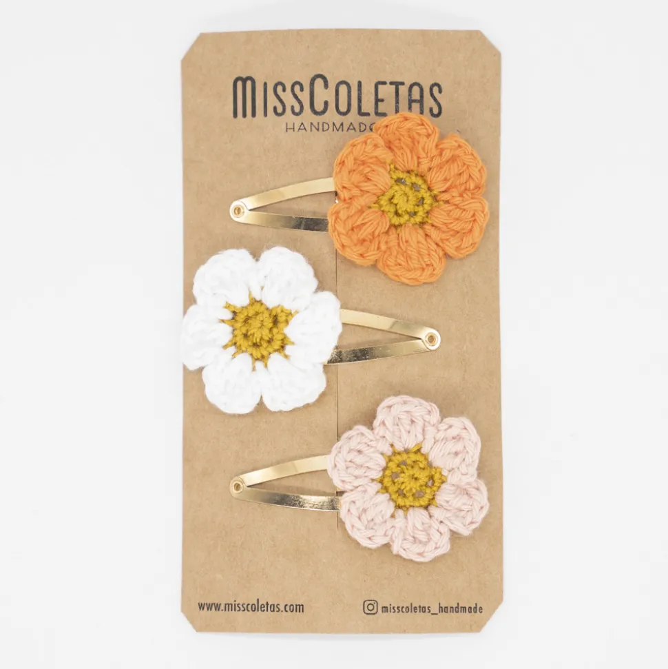 Pack clips margaritas crochet colores