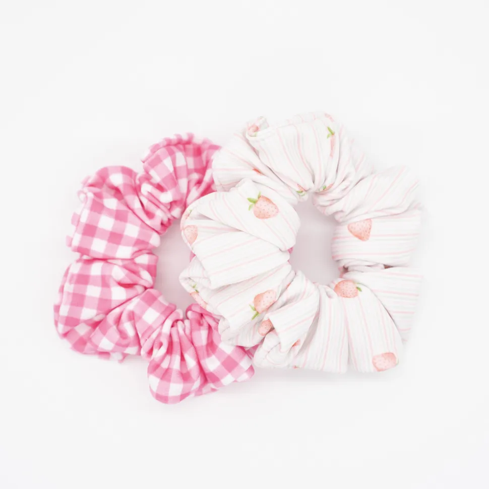 Pack coleteros scrunchies baño fresas