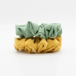 Pack coleteros scrunchies ocre y verde