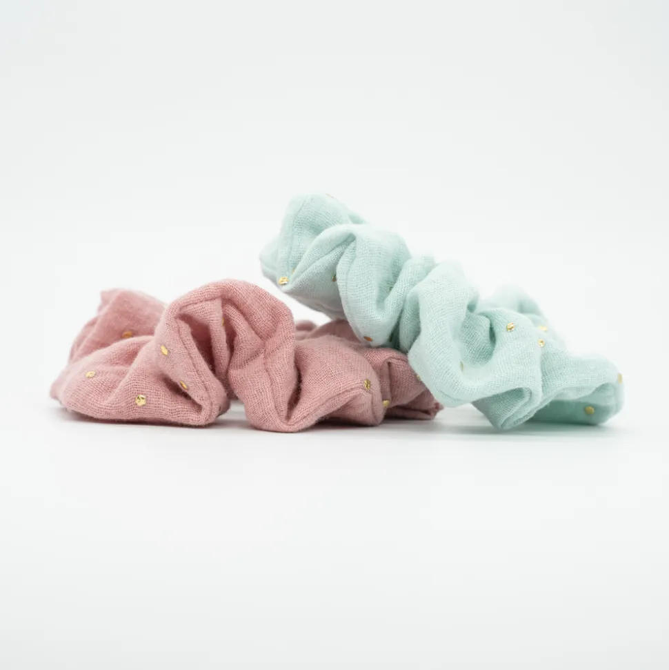 Pack coleteros scrunchies topos oro