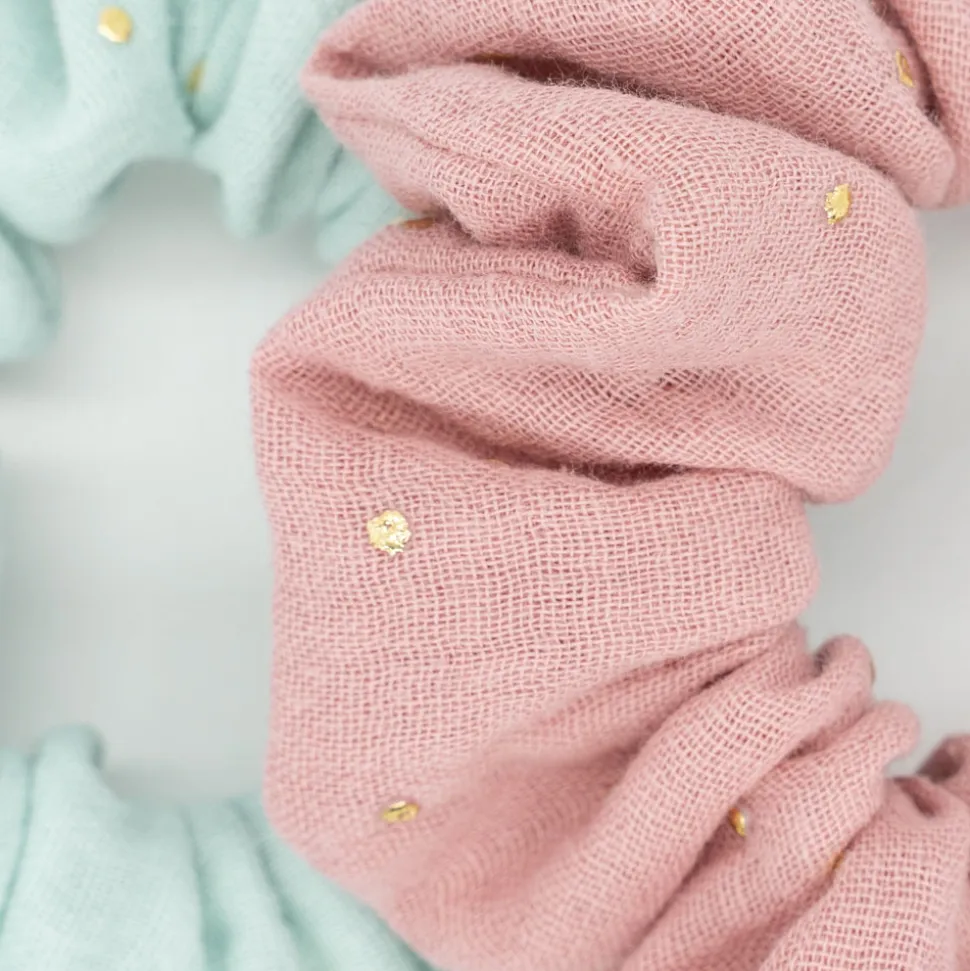 Pack coleteros scrunchies topos oro