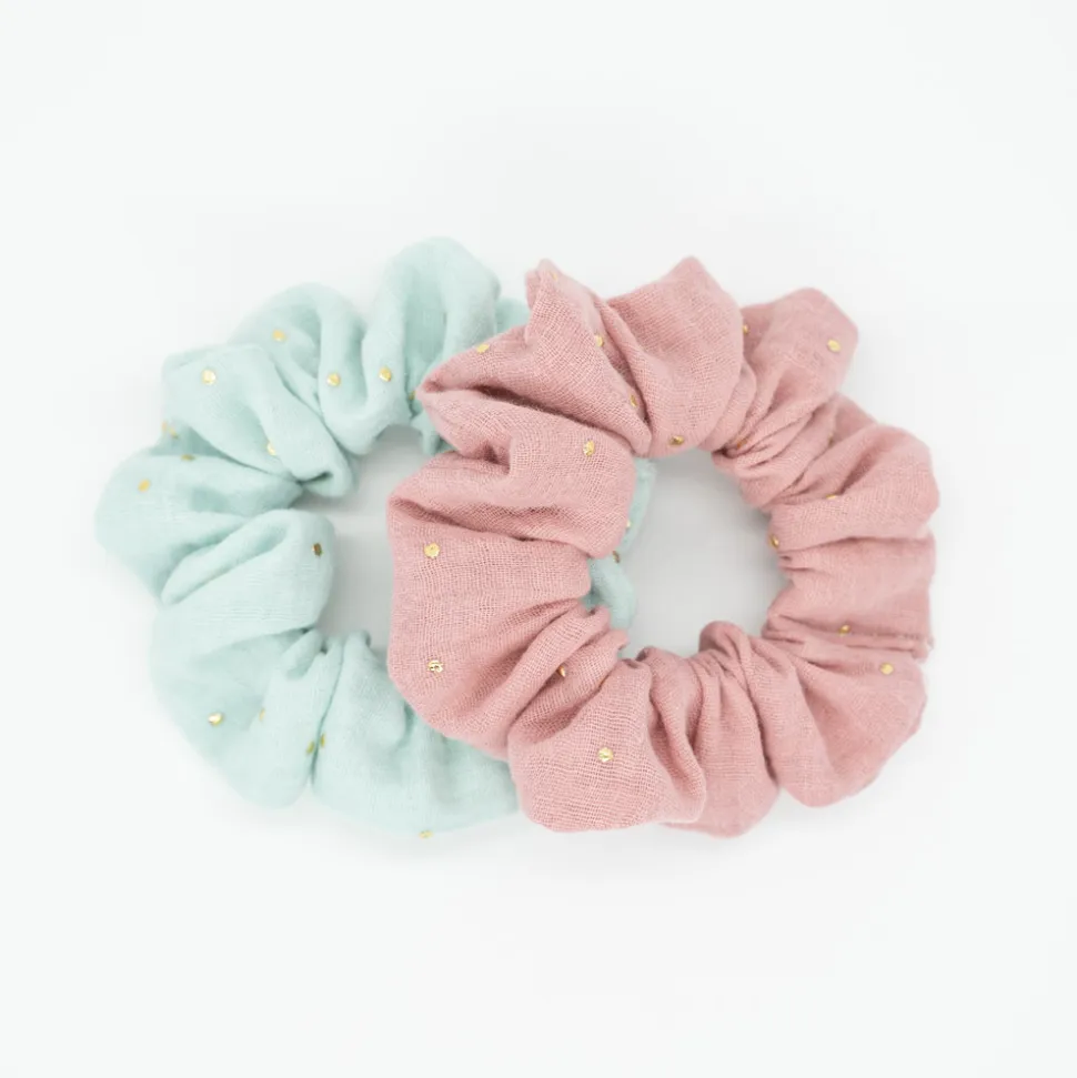 Pack coleteros scrunchies topos oro