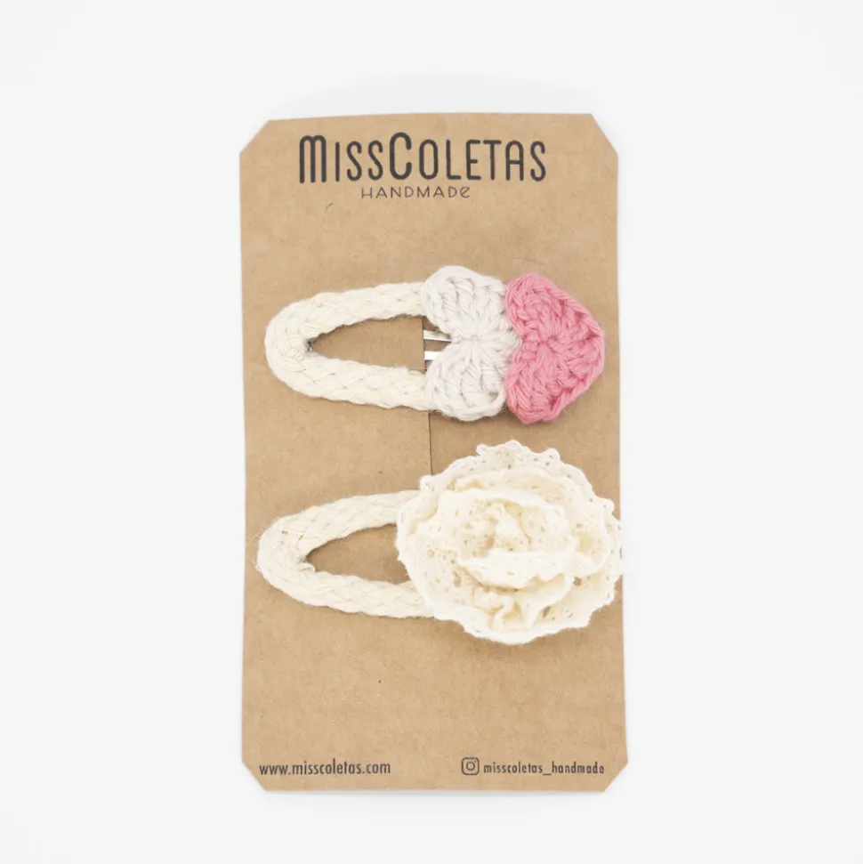Pack de 2 clips crochet flor