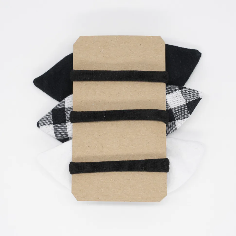 Pack de 3 coleteros lazo blanco y negro
