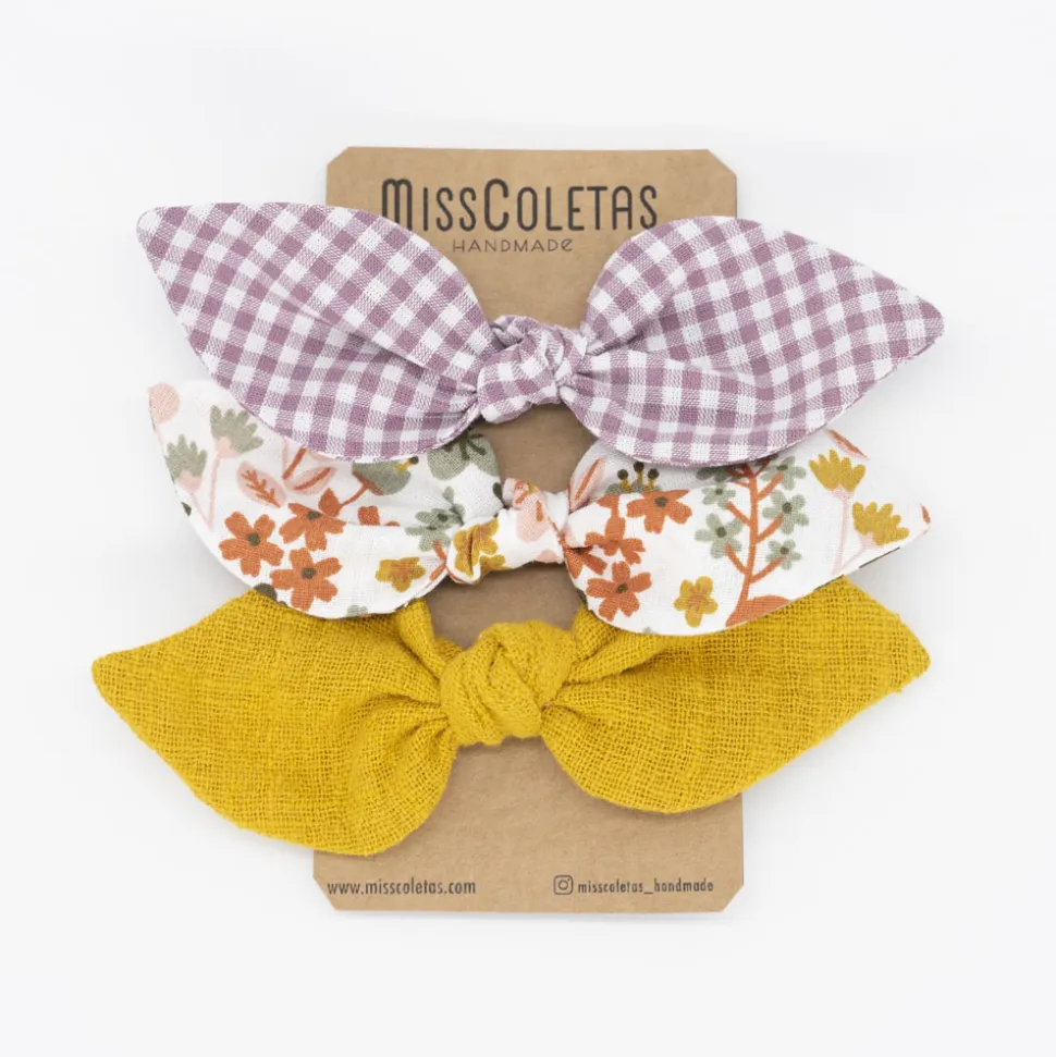 Pack de 3 coleteros lazo flores Agatha