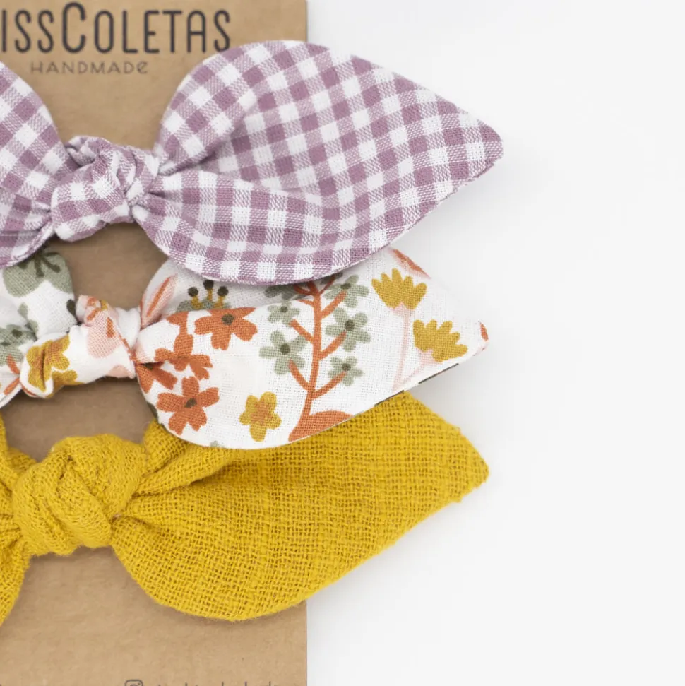 Pack de 3 coleteros lazo flores Agatha
