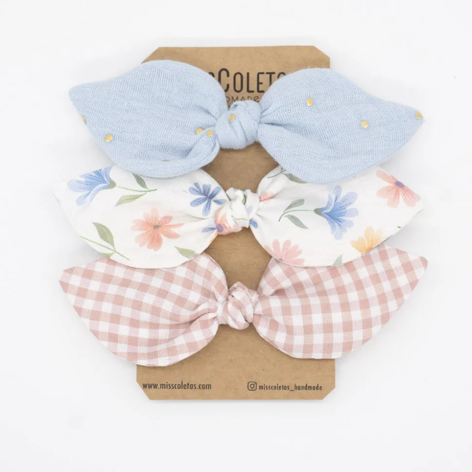 Pack de 3 coleteros lazo flores colores