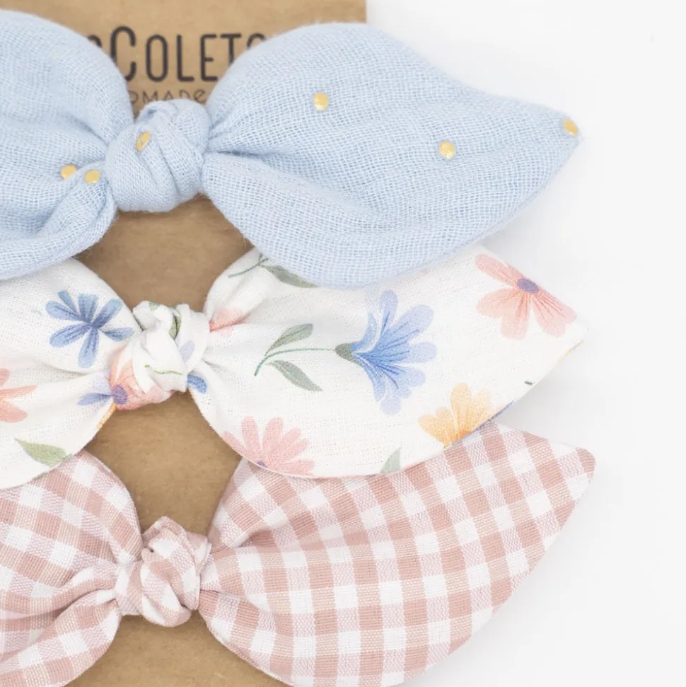 Pack de 3 coleteros lazo flores colores