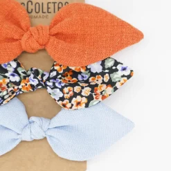 Pack de 3 coleteros lazo flores naranja