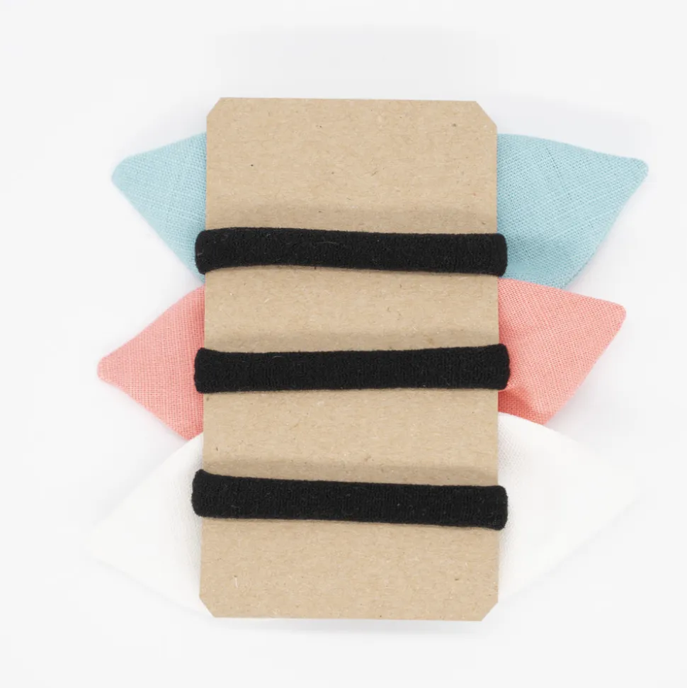 Pack de 3 coleteros lazo lino pastel