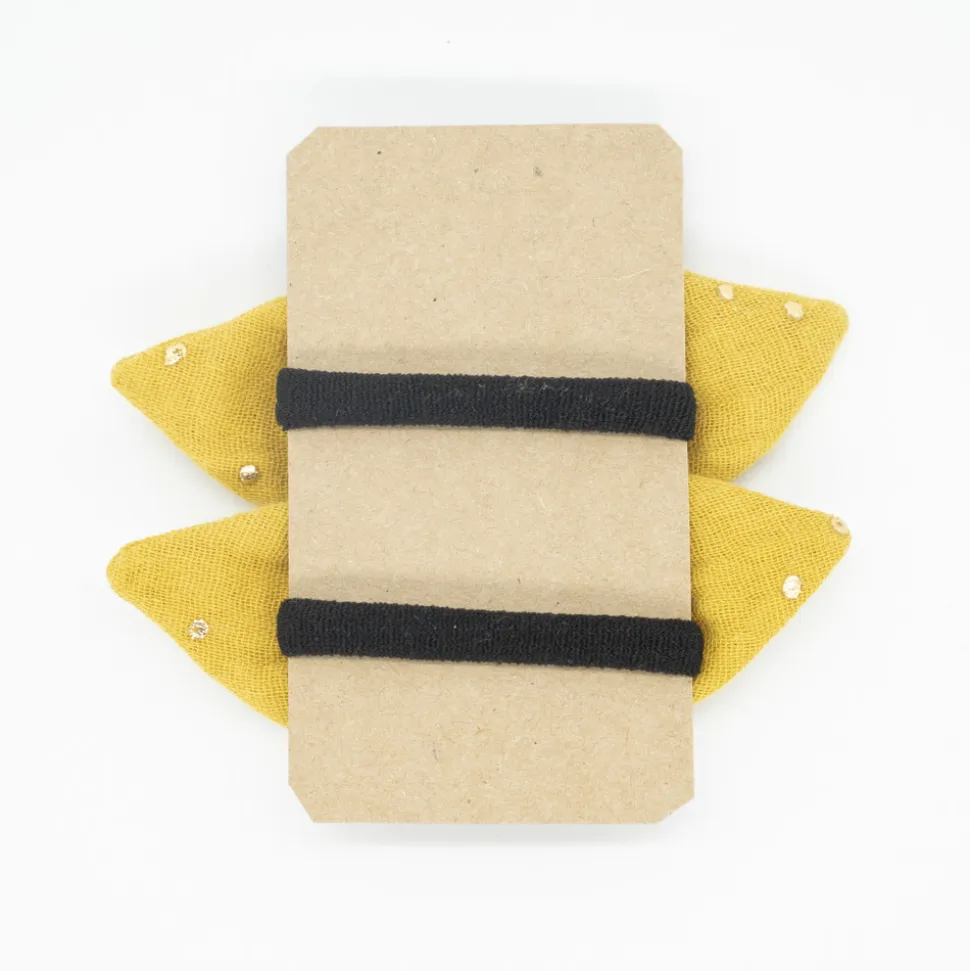 Pack de 2 minicoleteros lazo amarillo ocre topos oro