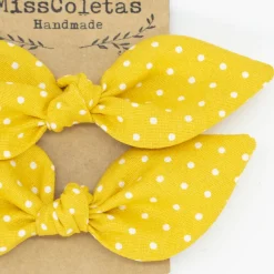Pack de 2 minicoleteros lazo amarillo topos