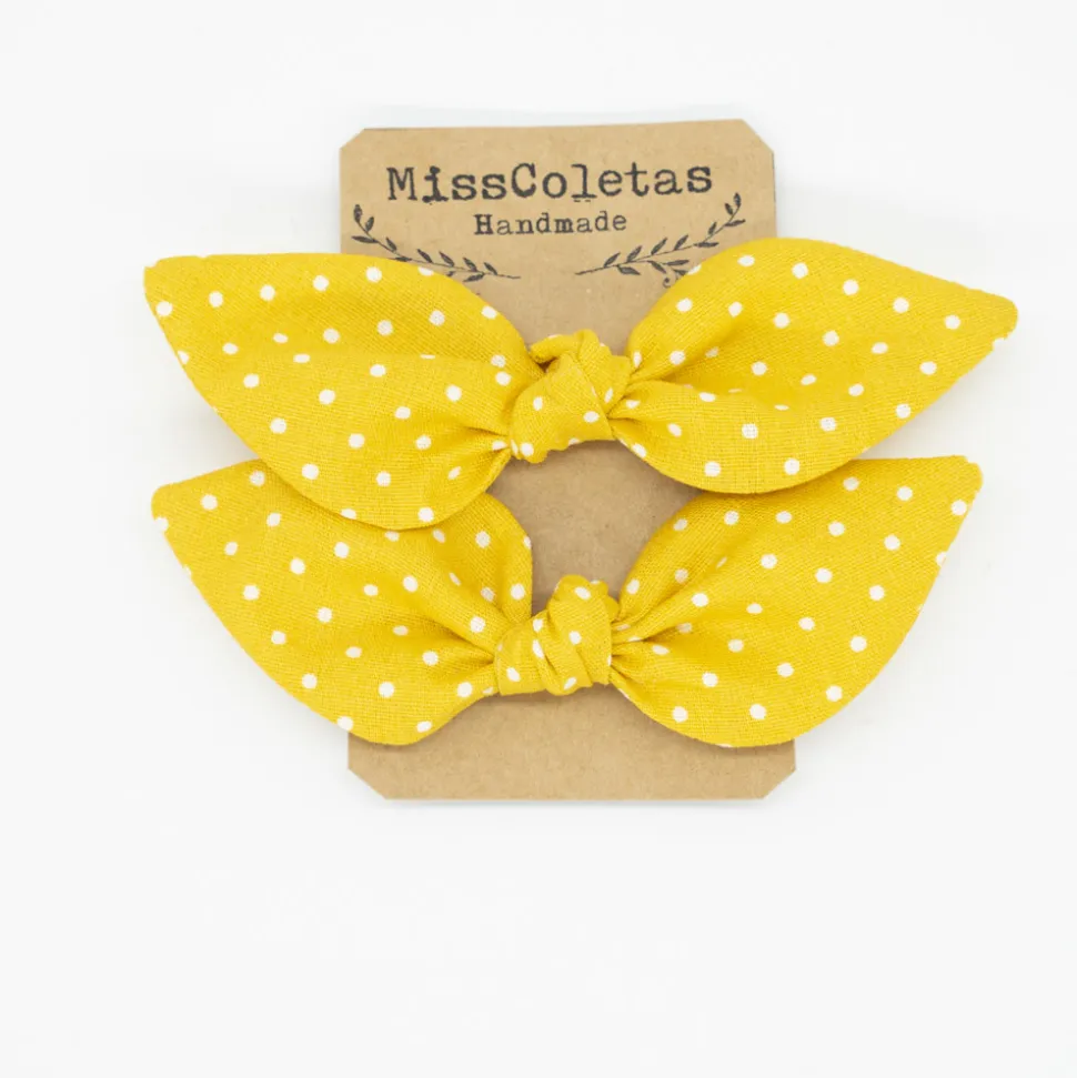 Pack de 2 minicoleteros lazo amarillo topos