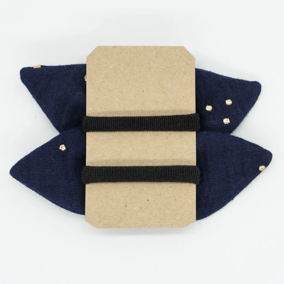 Pack de 2 minicoleteros lazo azul marino topos oro