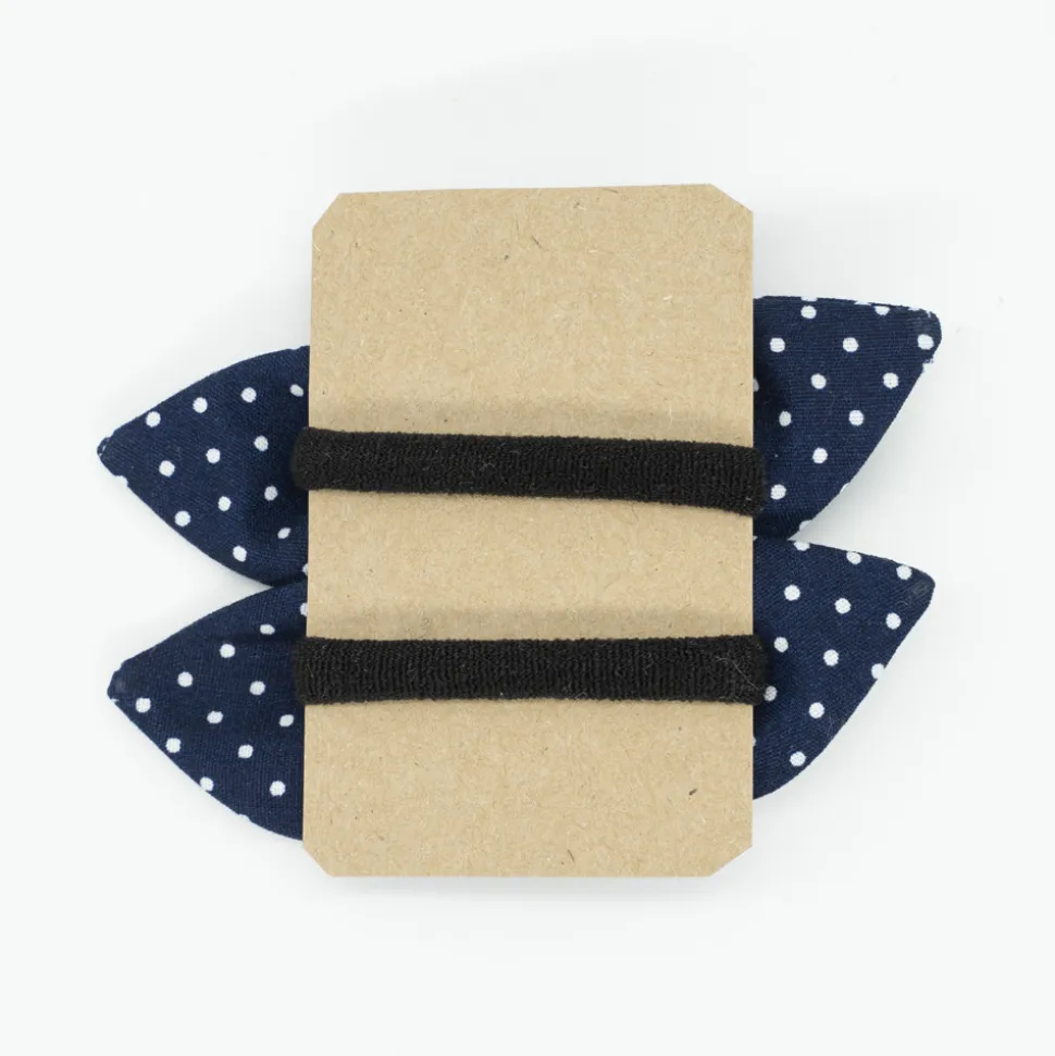 Pack de 2 minicoleteros lazo azul marino topos